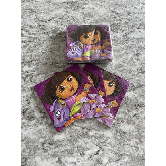 Doras Flower Adventure Lunch Dinner Napkins Birthday Party Supplies 16 Ct + 3 - Picture 1 of 2